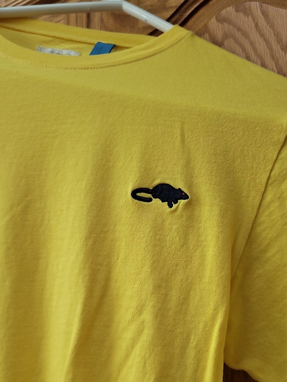 Marc Jacobs Yellow Short-Sleeve Crewneck Tee with Black Embroidered Motif